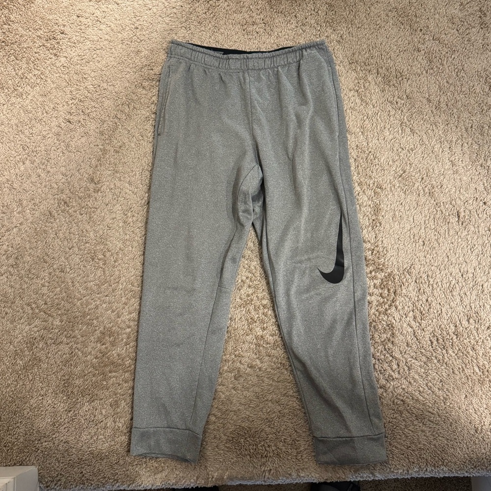 Gray Joggers with Black Swoosh